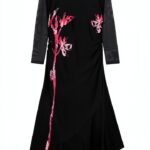 Vestito casual Desigual donna nero stampa floreale lungo-0