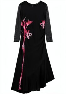 Vestito casual Desigual donna nero stampa floreale lungo-0