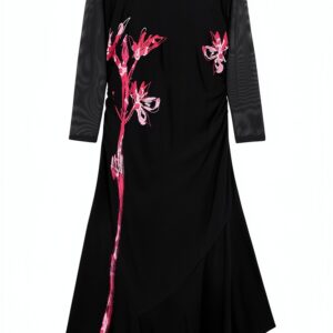 Vestito casual Desigual donna nero stampa floreale lungo-0
