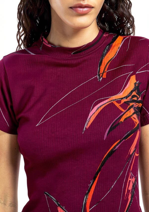 T-shirt Desigual donna stampa floreale logo regolare-2