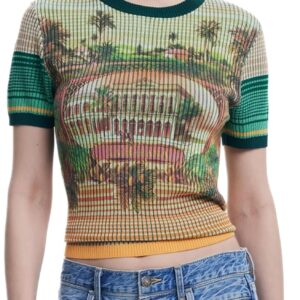 T-shirt Donna Desigual Slim Fit Polo Multicolore Stampa-0