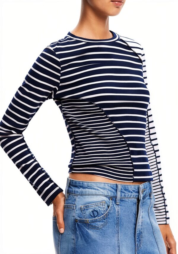 Maglia Donna Desigual Nero Manica Lunga Materiali-2