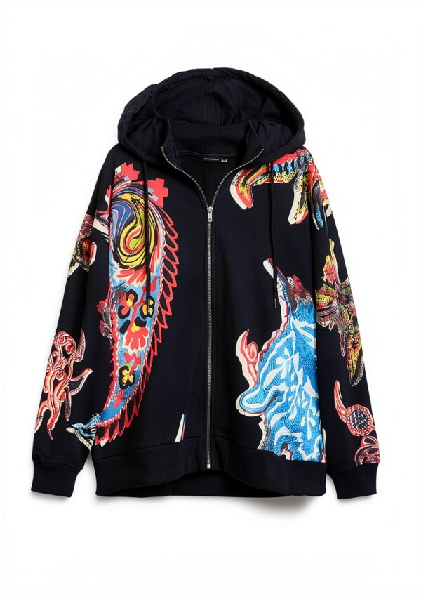 Felpa con cappuccio Desigual donna oversize multicolore-6