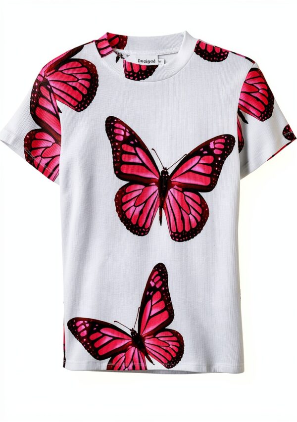 T-shirt Desigual donna farfalle slim fit maglia-5