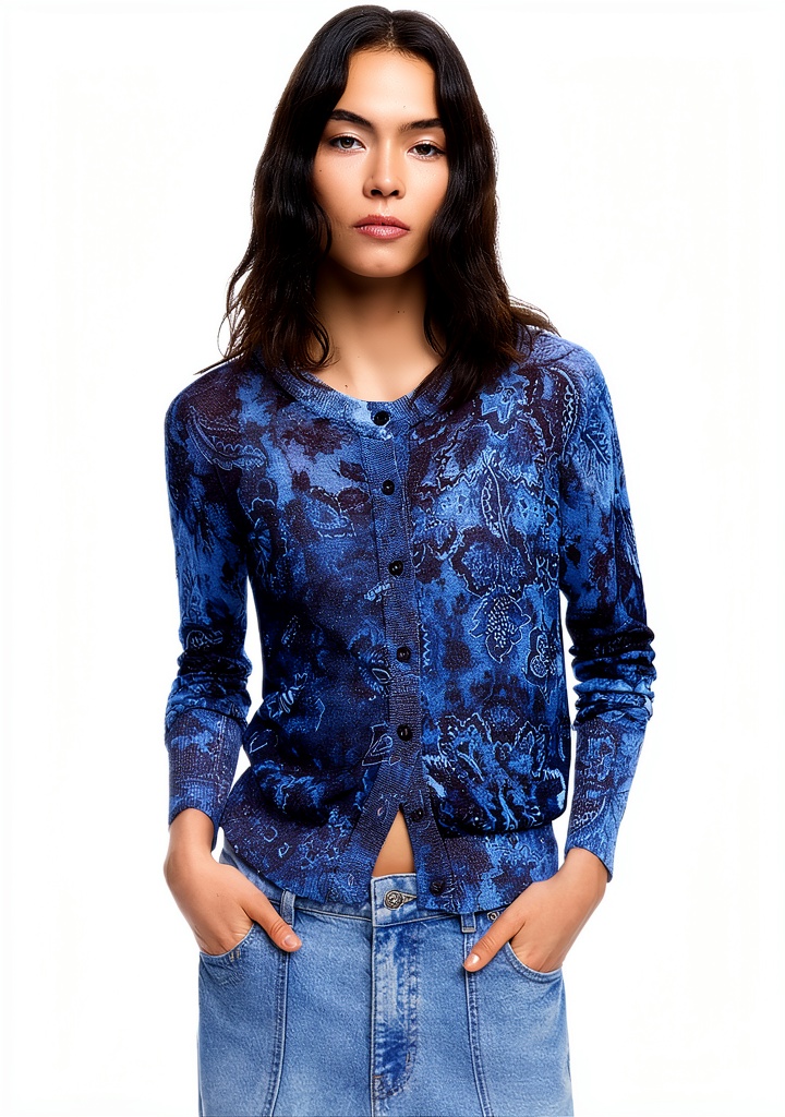 Bluse Desigual con stampa Arty indossata in un ambiente casual