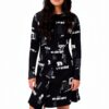 Maglietta Donna Desigual Stampa Giornale Nero Slim Fit-0