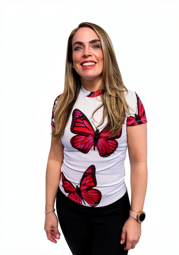 T-shirt Desigual donna farfalle slim fit maglia-6