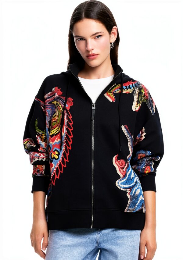 Felpa con cappuccio Desigual donna oversize multicolore-0
