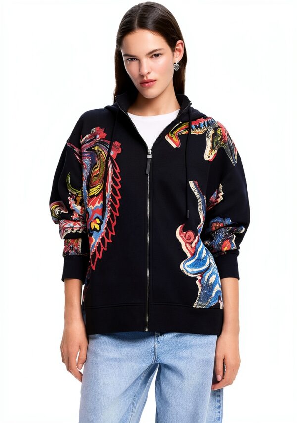 Felpa con cappuccio Desigual donna oversize multicolore-1
