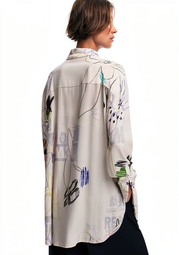 Felpa Oversize Donna Desigual Stampa Arty Colore Bianco-5