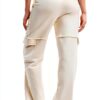 Pantaloni Desigual Donna Gamba Larga Tinta Unita Bianco-1