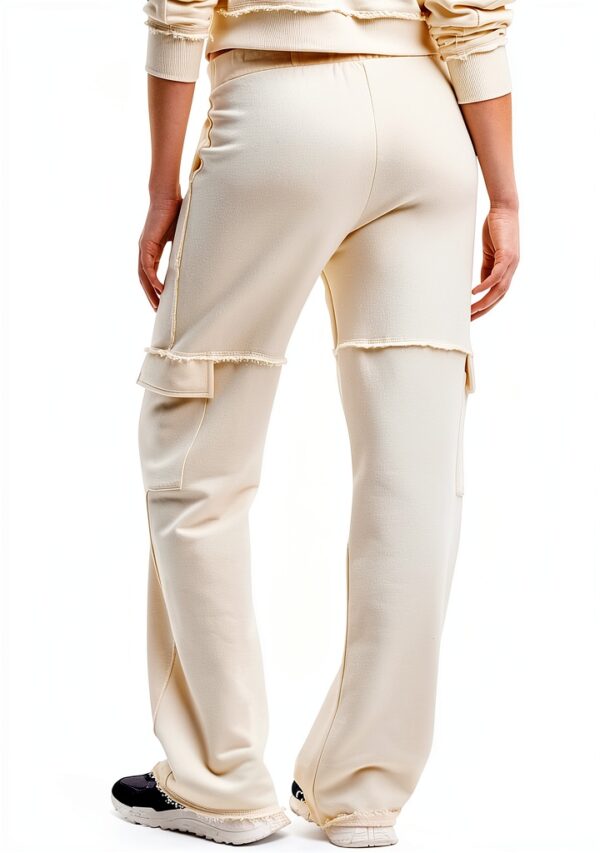 Pantaloni Desigual Donna Gamba Larga Tinta Unita Bianco-1