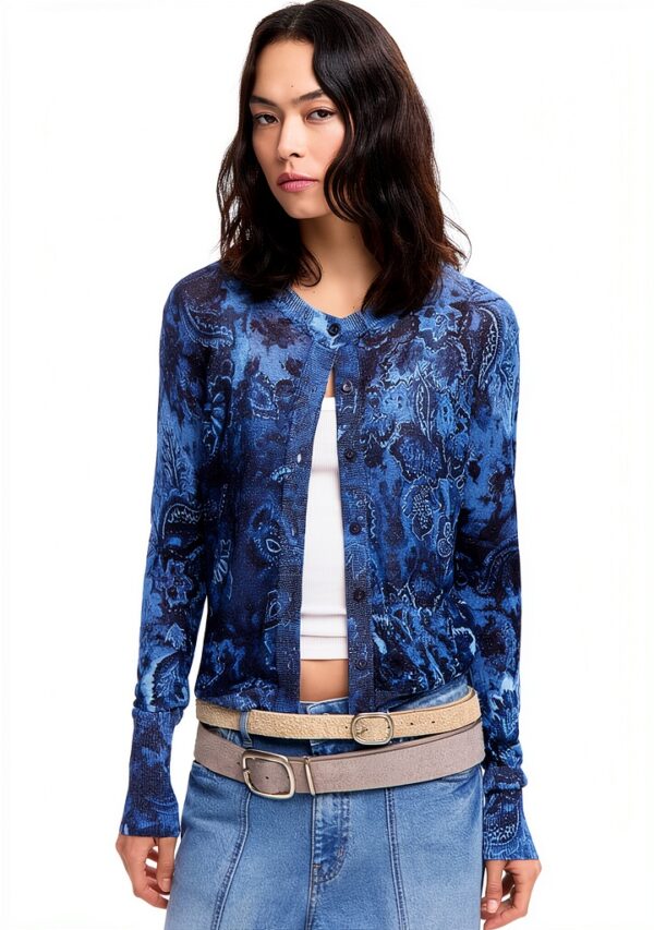 Bluse Donna Desigual Stampa Arty Slim Fit Blu-4