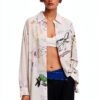 Felpa Oversize Donna Desigual Stampa Arty Colore Bianco-1
