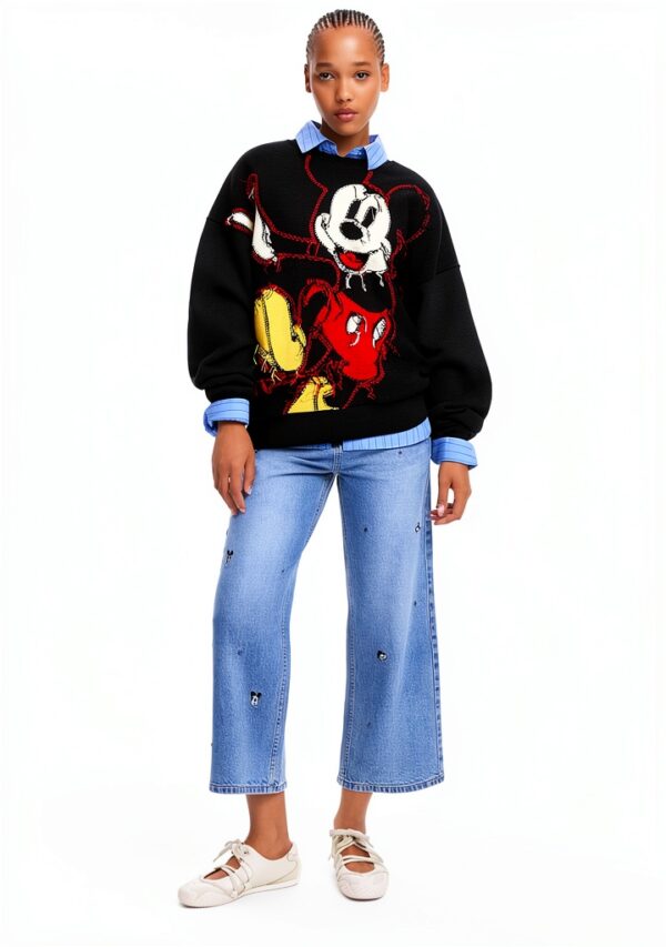 Felpa Donna Desigual Stampa Arty Fit Regular Nero-3