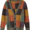 Maglione Desigual Uomo Scollo a V Quadri Regular Fit-4