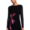 Vestito casual Desigual donna nero stampa floreale lungo-3