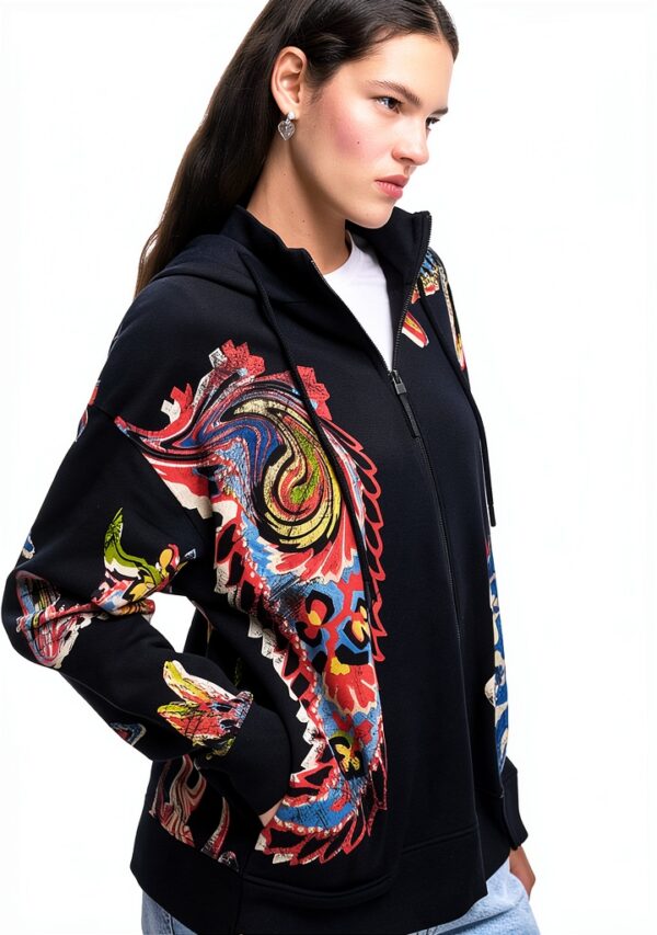 Felpa con cappuccio Desigual donna oversize multicolore-2