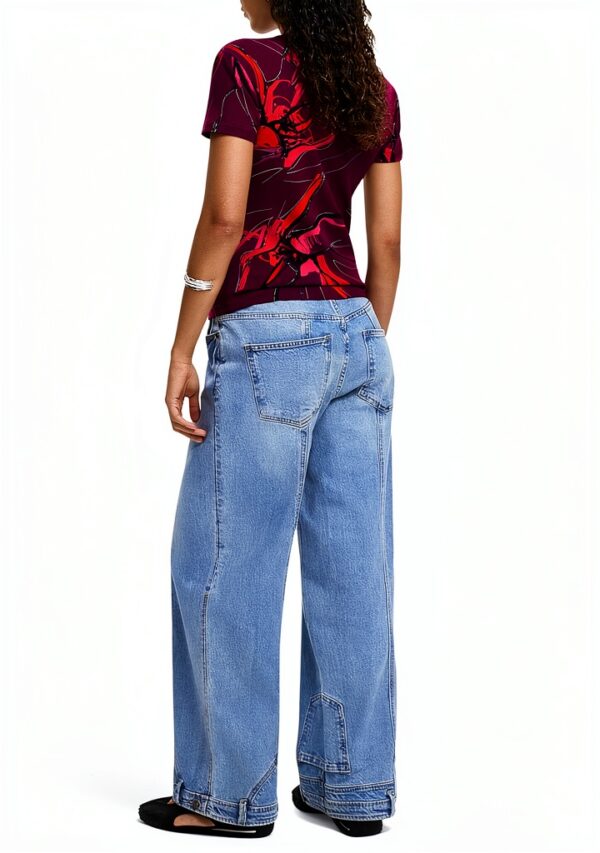 T-shirt Desigual donna stampa floreale logo regolare-1
