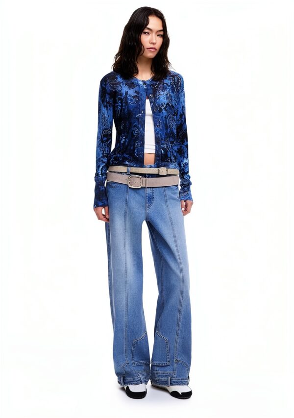 Bluse Donna Desigual Stampa Arty Slim Fit Blu-3