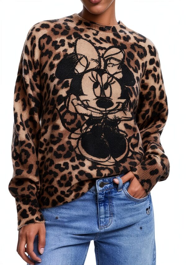 Maglione Donna Desigual Stampa Animalier Dettagli Ricamati-2