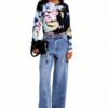 Felpa Desigual donna stampa floreale blu regular fit-3