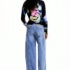Felpa Desigual donna stampa floreale blu regular fit-4