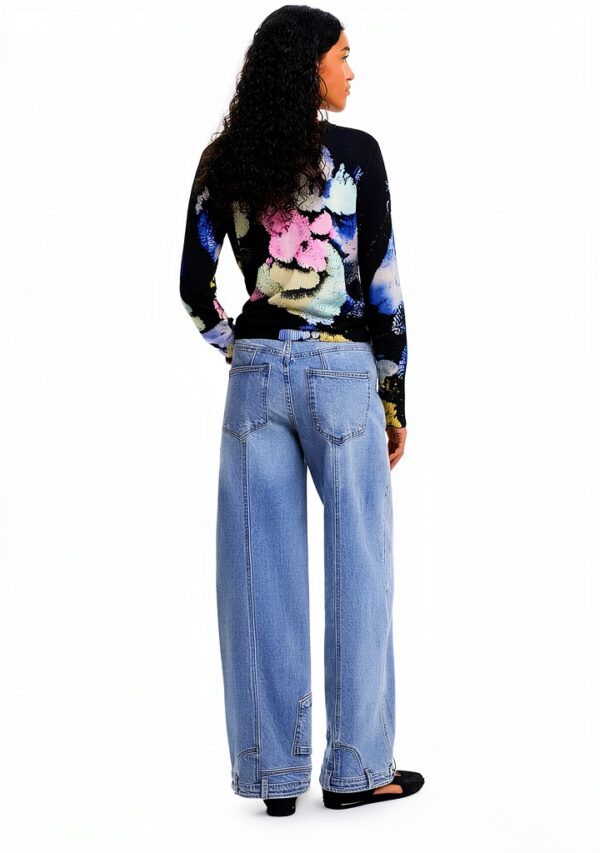 Felpa Desigual donna stampa floreale blu regular fit-4