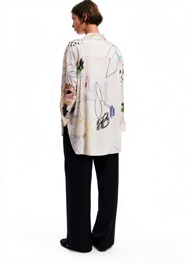 Felpa Oversize Donna Desigual Stampa Arty Colore Bianco-4