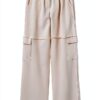 Pantaloni Desigual Donna Gamba Larga Tinta Unita Bianco-4