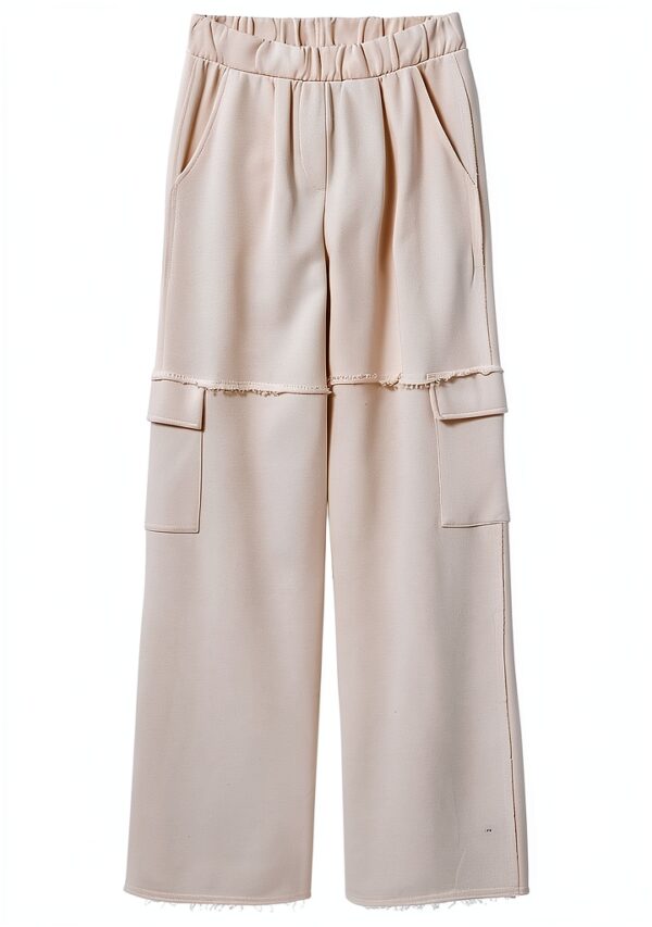 Pantaloni Desigual Donna Gamba Larga Tinta Unita Bianco-4