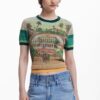T-shirt Donna Desigual Slim Fit Polo Multicolore Stampa-1