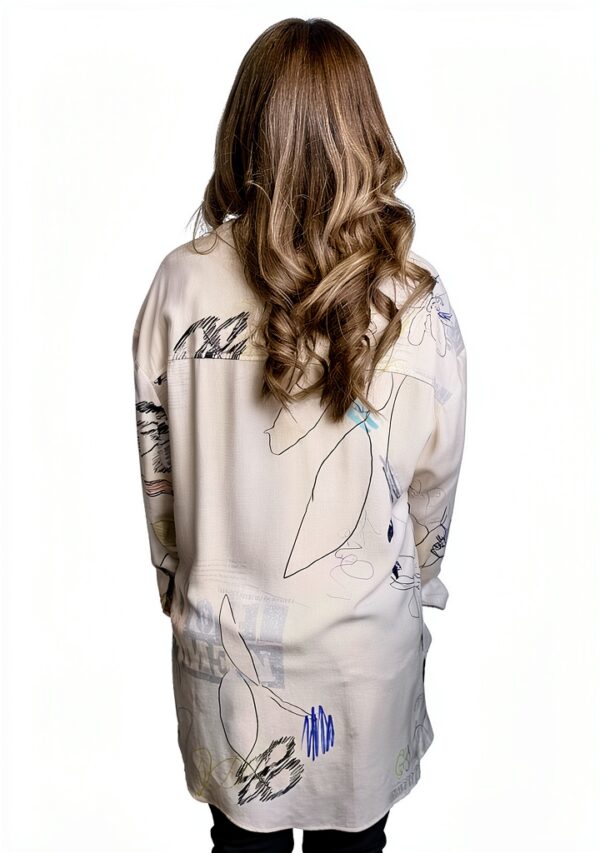 Felpa Oversize Donna Desigual Stampa Arty Colore Bianco-8