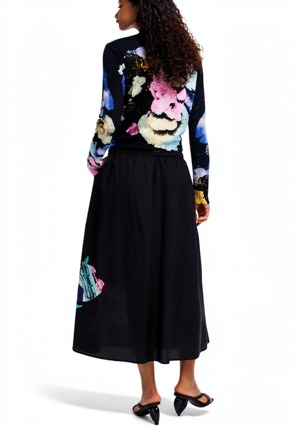 Gonna Desigual Nero Midi Vita Elastica Donna Moda