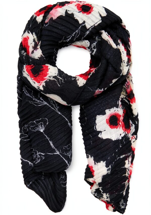 Sciarpa Desigual Foulard Fiore Nero Donna Accessorio Morbido
