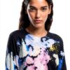 Felpa Desigual donna stampa floreale blu regular fit-2