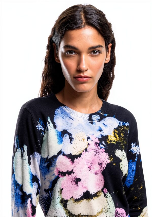 Felpa Desigual donna stampa floreale blu regular fit-2
