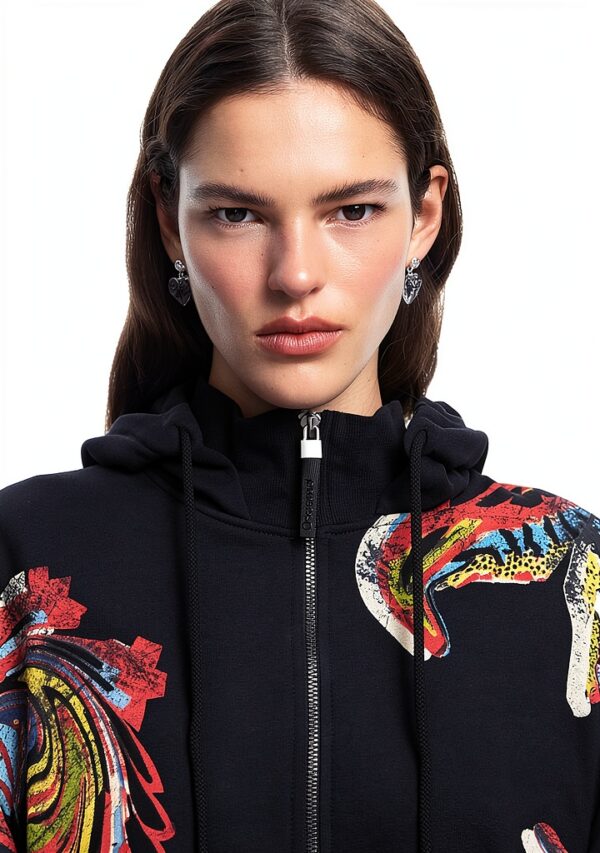Felpa con cappuccio Desigual donna oversize multicolore-3
