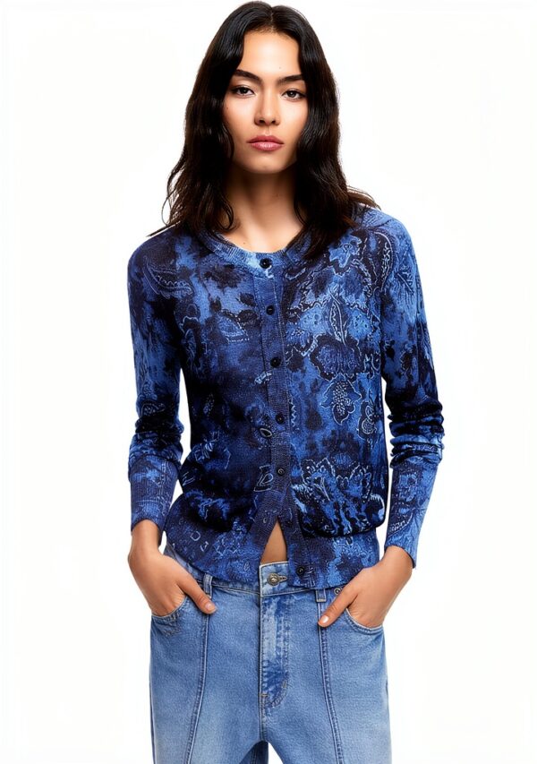 Bluse Donna Desigual Stampa Arty Slim Fit Blu-1