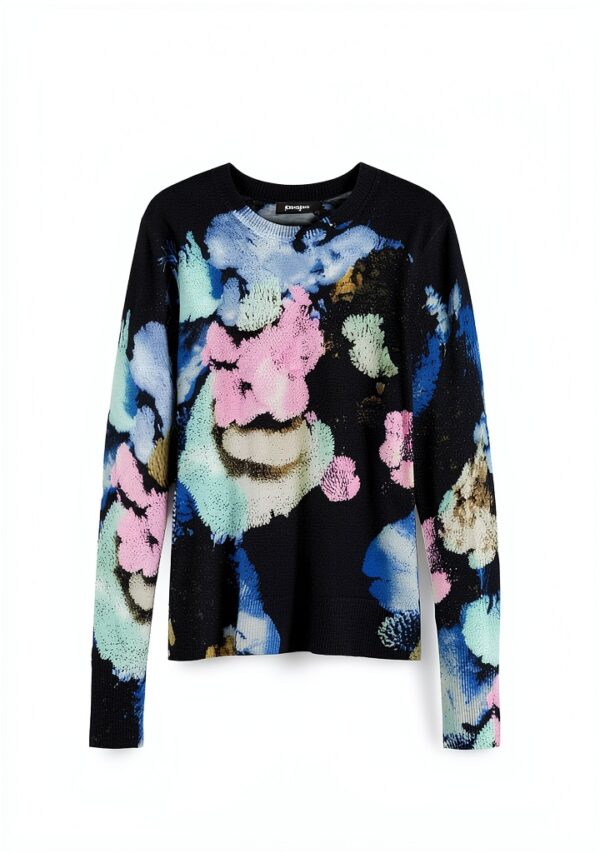 Felpa Desigual donna stampa floreale blu regular fit-5