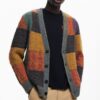 Maglione Desigual Uomo Scollo a V Quadri Regular Fit-1