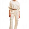 Pantaloni Desigual Donna Gamba Larga Tinta Unita Bianco-3