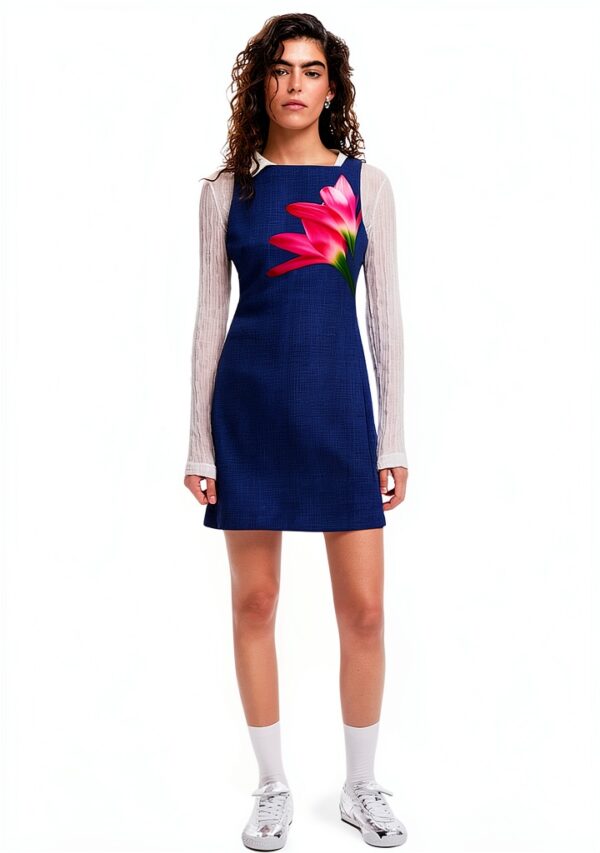 Desigual Vestito Casual Donna Mini Floreale Blu