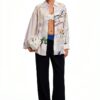 Felpa Oversize Donna Desigual Stampa Arty Colore Bianco-2