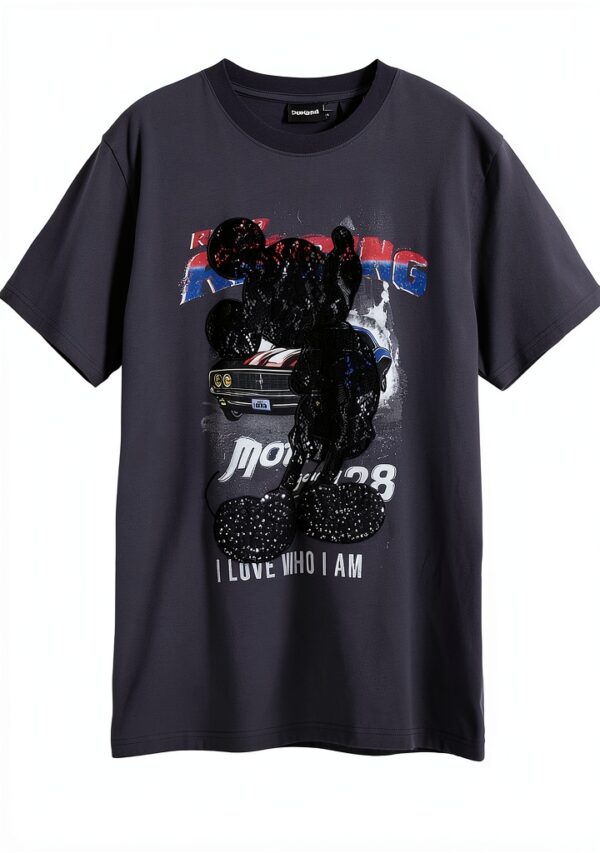 T-shirt Desigual Donna Nero Pizzo Paillettes Regular Fit-4