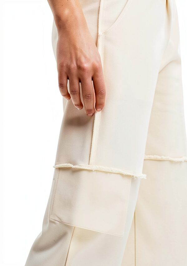 Pantaloni Desigual Donna Gamba Larga Tinta Unita Bianco-2