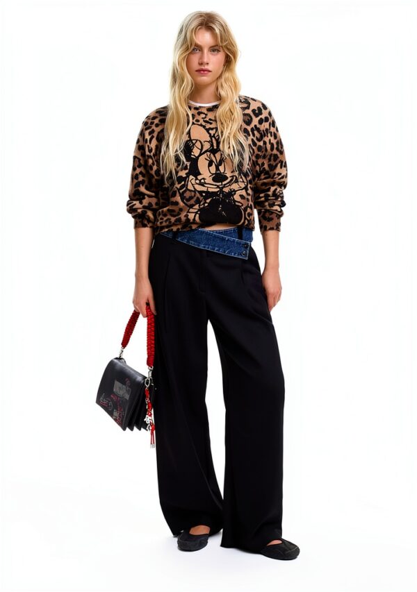 Maglione Donna Desigual Stampa Animalier Dettagli Ricamati-7