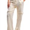 Pantaloni Desigual Donna Gamba Larga Tinta Unita Bianco-0