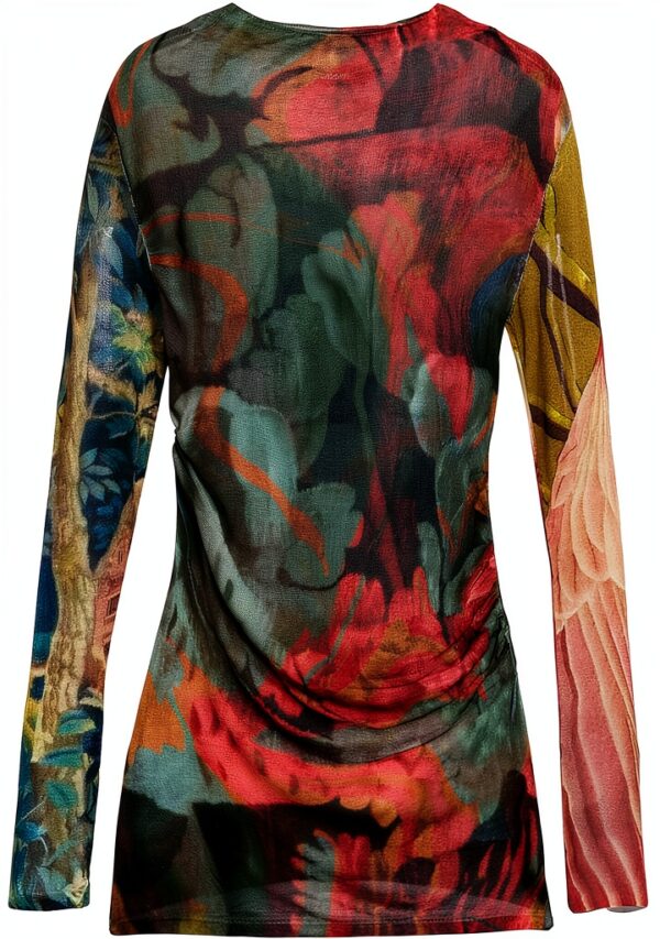 Felpa Donna Desigual Stampa Arty Slim Fit Verde-3