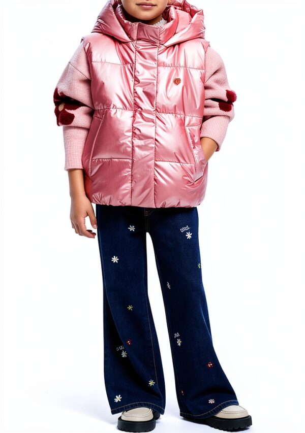 Desigual giacca bambine ragazze cappuccio metallizzato rosso
